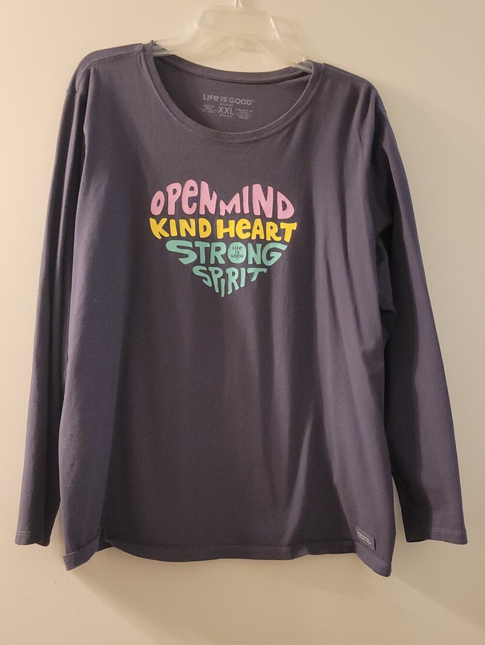 Life Is Good XXL Long Sleeve Top Grey Blue Color